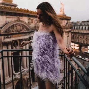 🎉New Arrival Lux Fashion Authentic Ostrich Feather Strapless Dress